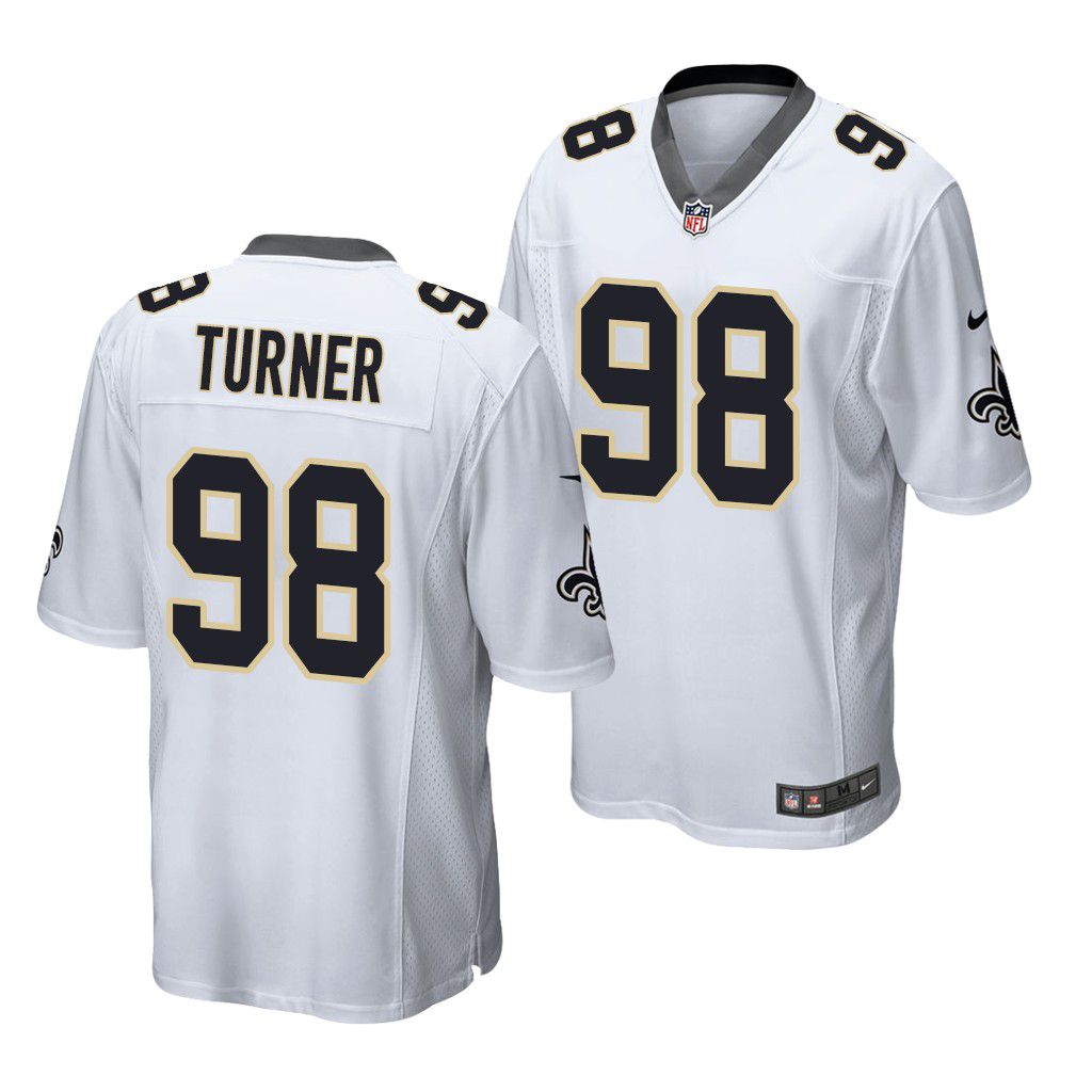 Men New Orleans Saints 98 Payton Turner Nike White Game NFL Jersey